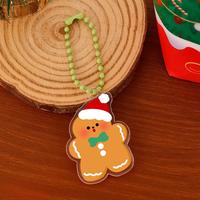 Porte-clés en acrylique avec pendentif de personnage de Noël imprimé en dessin animé mignon avec chaîne à perles pour la décoration de sac