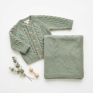 Ensemble de vêtements pour bébé en gros : Cardigan en tricot épais de qualité supérieure avec boutons en bois, couverture d'emmaillotage neutre, vêtements d'automne et d'hiver, <span class=keywords><strong>layette</strong></span> - Product Image 5