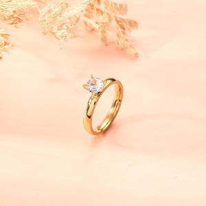 Pvd zirconi impermeabili in acciaio inossidabile intarsiato zircone 18k oro promessa anelli anello nuziale anello da dito gioielli - Product Image 3