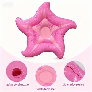 Sea-Themed Starfish-Shaped Foldable <b>Inflatable</b> PVC Floating Mat 55.11inch Pink Color <b>Large</b> Custom Logo for Adults Summer Use - Product Image 4