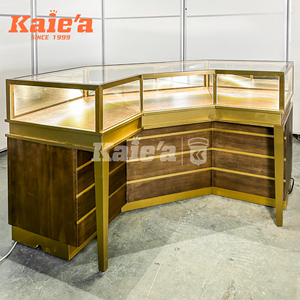 Vetrina Espositiva per Gioielleria di Alta Gamma Personalizzata all'Ingrosso Banco Rotondo in Vetro Oro Rosa Arredamento per Negozio di Gioielli - Product Image 3