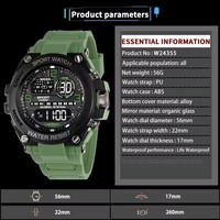 Jam tangan elektronik pria, arloji olahraga luar ruangan Stopwatch tahan air kalender hadiah anak-anak