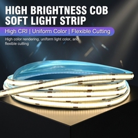 Bande lumineuse LED COB en cuivre à 320 perles, largeur 8 mm, protection IP20, alimentation 12V/24V, blanc chaud, dimmable, 5 m pour l'éclairage paysager