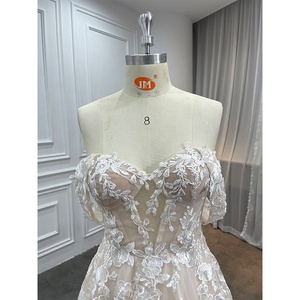 Robes de mariée bohèmes modestes <span class=keywords><strong>2023</strong></span> Nouveaux styles Taobao Champagne Sexy Décolleté épaules dénudées Dentelle <span class=keywords><strong>Robe</strong></span> de mariée civile - Product Image 5