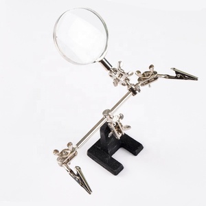 Easy-carrying Helping Third <strong>Hand</strong> <strong>Tool</strong> Soldering Stand With 5X Magnifying Glass 2 Alligator <strong>Clips</strong> 360 Degree Rotating Adjust