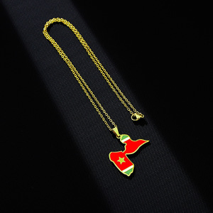 Collier pendentif en acier inoxydable avec carte et drapeau de la <span class=keywords><strong>Guadeloupe</strong></span> en émail, couleur or guadeloupéen, bijoux ethniques pour fêtes, cadeaux - Product Image 6