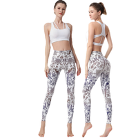 Pantalon de yoga taille haute très élastique pour femme, grande taille, longueur cheville, en Spandex/Nylon imprimé, séchage rapide, vente en gros