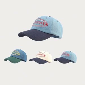 Nouvelle Casquette de Baseball Vintage Courbée à 6 Panneaux avec Patch Brodé Lettres New York, Unisexe, en Denim Bicolore, Casquette de Sport - Product Image 2