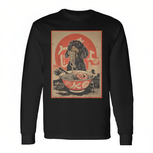Camiseta de manga larga Kawaii Dachshund Ramen con diseño de humor para amantes de los perros japoneses - Product Image 2