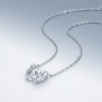 Collier ras du cou romantique en moissanite en forme de cœur, plaqué or 18 carats, pendentif délicat en argent sterling S925 pour bijoux de mariage féminins