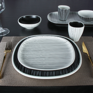 Bộ Đồ Ăn Nhà Bếp Bằng Sứ Màu Đen Trắng Hiện Đại Kiểu Châu Âu Mới Bộ Đồ Ăn Tối Nhà Hàng Khách Sạn Bộ Đồ Ăn Bằng Sứ - Product Image 5