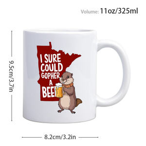 "Posso scavare birra di patate, simpatico scoiattolo che beve birra" Diytree marca 11 once tazza di caffè riutilizzabile in ceramica per gli amanti della birra - Product Image 4