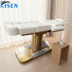 KISEN Adjustable 3 Motor Electric Pink Beauty <b>Bed</b> Facial Spa Salon Furniture Facial Massage <b>Bed</b> Comfortable Synthetic Leather - Product Image 1