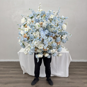 Centros de Mesa Grandes de Flores Artificiales Personalizados para Boda, Rosas Azules de Seda, Realistas, Hechas a Mano, de Alta Simulación - Product Image 3