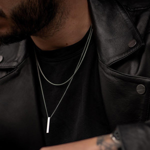 Collana <span class=keywords><strong>con</strong></span> Ciondolo Classica per Uomo, Catena Semplice in Acciaio Inossidabile, Gioielli da Regalo <span class=keywords><strong>Maschili</strong></span> - Product Image 3
