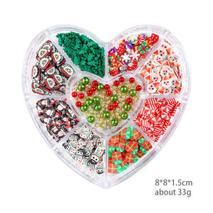 9 décorations d'ongles de Noël en forme de cœur, clochettes de dessin animé en résine, étoiles, sapins de Noël, bonhommes de neige - Product Image 6