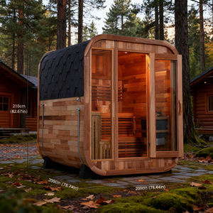 غرفة ساونا تقليدية خشبية من خشب الأرز تتسع لـ 6 أشخاص، غرفة ساونا جافة بالبخار مع تحكم ذكي، ساونا خارجية على شكل برميل - Product Image 1