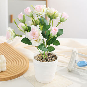 Plantas Artificiales de Rosa en Maceta de Seda - Bonsái Realista Hecho a Mano con Múltiples Cabezas para Decoración de Hogar, Tienda y Ventanas de Fábrica - Product Image 6