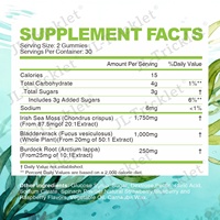 Gummies de mousse de mer irlandaise biologique à marque privée, avec fucus et racine de bardane, vitamines et minéraux essentiels, véganes