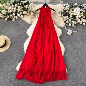open lace back dress Yulia red sleeveless flared mini dress main image 0