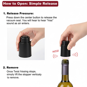 Tapón de Vino Duradero con Vacío, Escala de Tiempo, Reutilizable, Conservador de Vino, Ahorrador de Botellas - Product Image 3