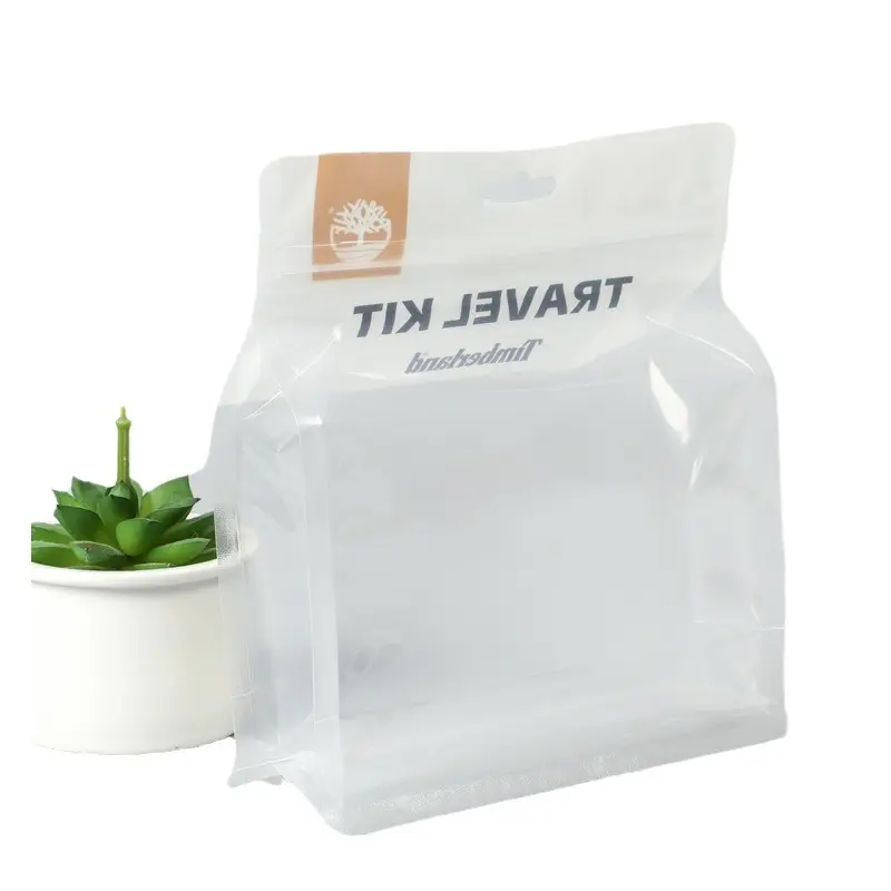 Imballaggio alimentare snack sacchetti di plastica trasparente riutilizzabile per grani integrali dado otto lati sigillatura sacchetto di plastica trasparente