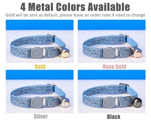 Ensemble de collier de sécurité pour chaton en velours bleu tweed avec nœud papillon, boucle gravée personnalisée et étiquette nominative – Cadeau pour mâle - Product Image 6