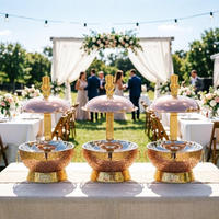 Chauffe-plat commercial 8L en or rose gaufré avec dôme suspendu pour mariages de luxe, hôtels de charme et restauration professionnelle