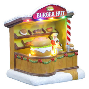 Aldea Navideña Animada con Luces LED, Caseta de Hamburguesas en Movimiento, Escultura de Resina, Decoración Iluminada para <span class=keywords><strong>el</strong></span> Hogar, Escritorio, Mesa, Adorno Festivo - Product Image 1