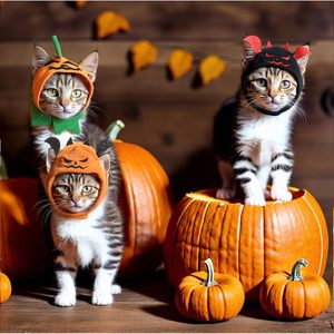 Huhumy - Gorro de Calabaza de Halloween para Gatos, Disfraz Ajustable para Mascotas, Gorro de Lana para Perros Pequeños y Medianos, para Fiestas de Halloween - Product Image 4