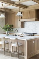 Meubles de cuisine modernes CBMmart pour appartement, design en bois massif laqué, structure en MDF, incluant évier, charnières, robinet, glissières de tiroir et pieds de meuble.