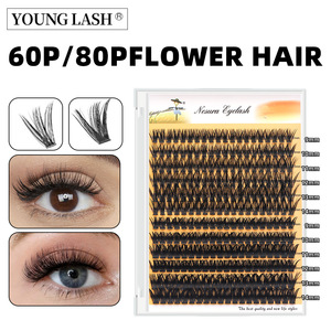 Pestañas Postizas Hechas a Mano, Individuales, DIY, en Racimos, 10+20D 30+40D 60+80D 100+150D, de Seda Natural, Mixtas, 9-14mm, Pestañas en Abanico - Product Image 3