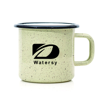Tasses à Café en Émail pour Camping, Mug Expresso Blanc en Émail 3 Oz pour Sublimation avec Bord Noir ou Bleu