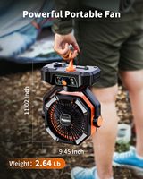Ventilateur de table de camping à double moteur d'une capacité de 20,000 milliampères, avec 16 diodes lumineuses et ventilateur de bureau à 8 vitesses pour tente