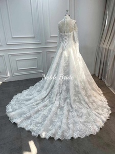 <span class=keywords><strong>Abito</strong></span> da Sposa con Collo Alto in <span class=keywords><strong>Pizzo</strong></span>, Maniche Lunghe, <span class=keywords><strong>Tulle</strong></span> Trasparente, Stile Principessa con Strascico 2026 - Product Image 5