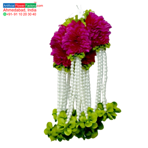 Guirnalda Floral Artificial Rosa con Perlas Colgantes, Decoración para Bodas, Festivales, Templos y Eventos - Product Image 6