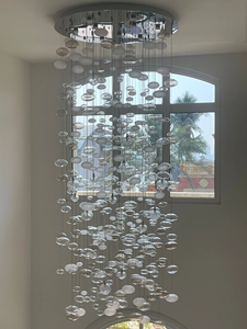 Lustre moderne en <span class=keywords><strong>verre</strong></span> à <span class=keywords><strong>bulles</strong></span> pour plafond haut, suspensions transparentes en forme de boule pour escaliers domestiques - Product Image 4