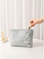 Pochette de voyage DICHOS personnalisée avec fermeture éclair et fleur en dentelle, trousse de toilette en coton à la mode pour maquillage et toilette avec étui en silicone