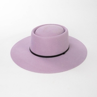 A022003 Nouveau style Chapeau Fedora à large bord rétro 100% en laine Chapeau haut de forme polyvalent et simple avec ceinture de décoration Chapeau haut de forme