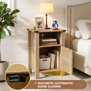 Mueble Auxiliar Moderno de Madera con 2 Cajones, Puerta Reversible, Orificio para Cables, Soporte Estable, para Apartamento, Dormitorio, Entrada - Product Image 4