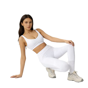 2026 Summer Women's Solid Gym Suit High Waisted <b>Seamless</b> <b>Leggings</b> Short Yoga Tops Casual Sports Bra Bow Skinny Fit Stretchy - Product Image 2