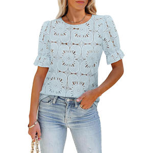 Summer Women's Casual Lace-Up <b>Bubble</b> Sleeve Blouse <b>Top</b> Shirt Fashion - Product Image 6