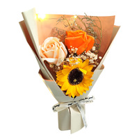 Boîte cadeau en fleurs de savon transparentes pliables en gros avec poignée, bouquet de fleurs séchées, boîte à fleurs transparente en PVC