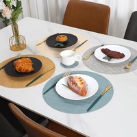 Set de table rond en cuir résistant à la chaleur, dessus de table texturé en PU pour la maison, l'hôtel et la salle à manger