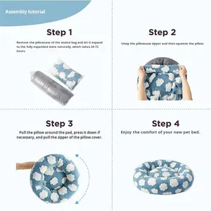 Cama de perro nido para mascotas Tipo Tela redonda ecológica más vendida para todas las estaciones patrón sólido - Product Image 4