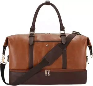 Pu Lederen Weekender Tas Grote Reizen Plunjezakken Overnight Handbagage Met Schoen & Laptop Compartiment Voor Vrouwen Mannen