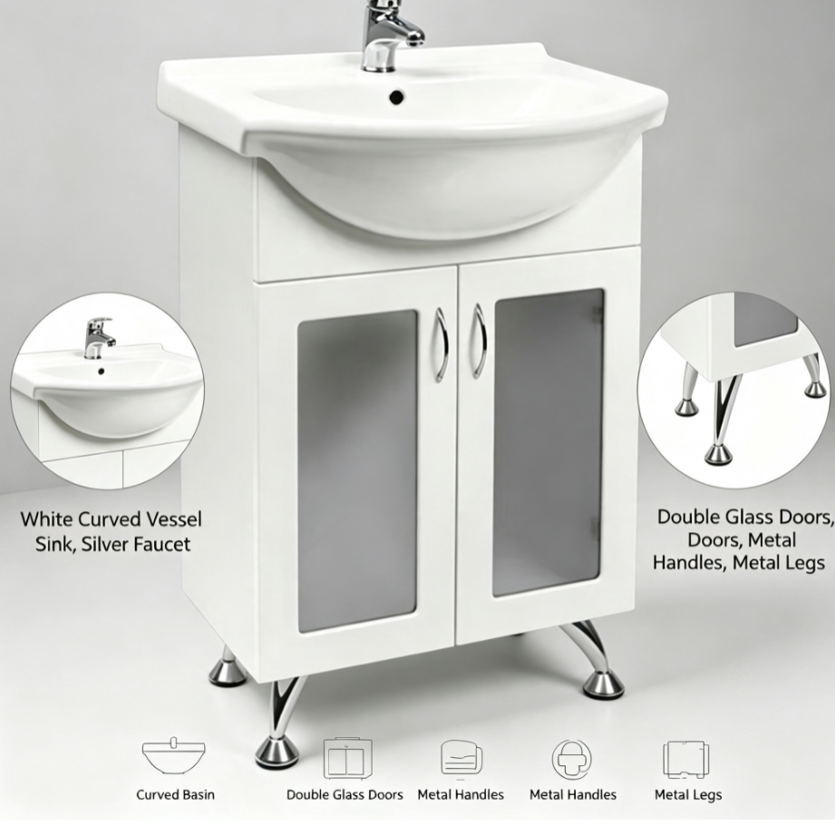 White Modern Stylish Standing Water Resistant Bathroom Suites with ...
