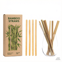 Pailles à cocktail biodégradables en bambou avec logo personnalisé, jetables pour boissons froides/chaudes, café, bar, fournitures de fête, vente en gros