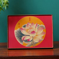 Escultura Rectangular de Loto en Madera Maciza y Latón Guge Yuanzuo, Decoración de Mesa de Estilo Chino, Ecológica, Regalo para el Hogar