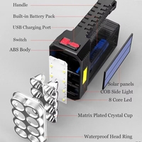 Lampe torche solaire rechargeable, charge par énergie solaire, ultra-lumineuse, LED haute puissance, longue portée, pour la maison, la patrouille, lampe de recherche portable